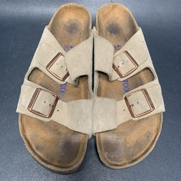 Birkenstock Arizona Sandal Leather Beige Size 41 EU 8 US, Wns 10, Slides Slip On
